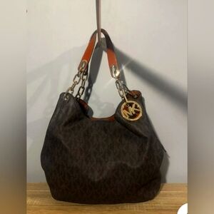 Michael Kors Fulton Large Logo Brown Signature Shoulder Bag